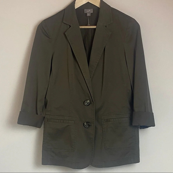 JJill Army Green Utility Blazer Jacket Coat Size XS Classic Capsule Staple - Picture 5 of 13